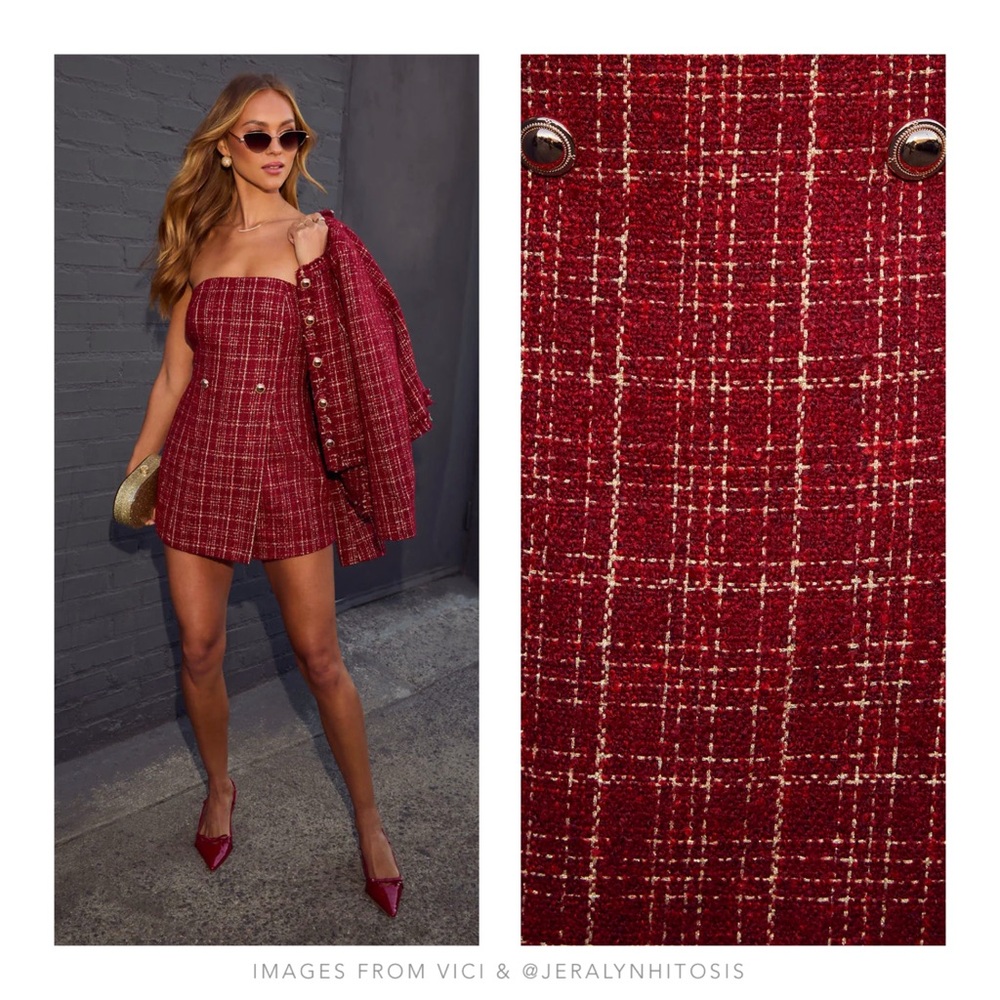 VICI | Strapless Tweed Romper/Jacket Set - Picture 3 of 3